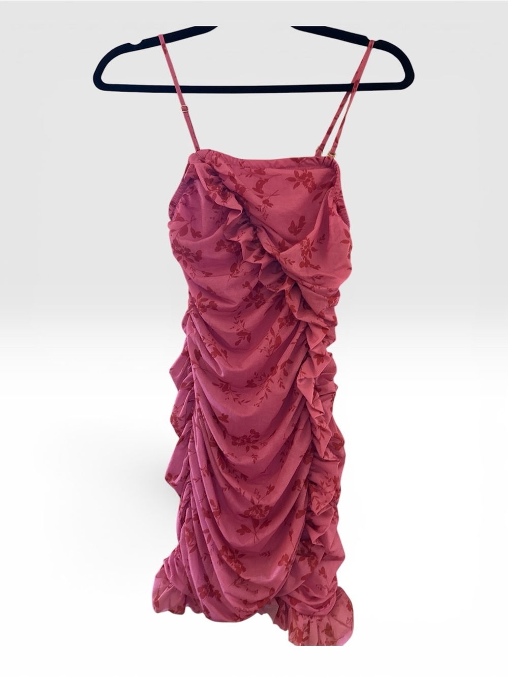 wild fable Pink Ruched Ruffle Spaghetti Strap Mini Dress - Picture 3 of 3